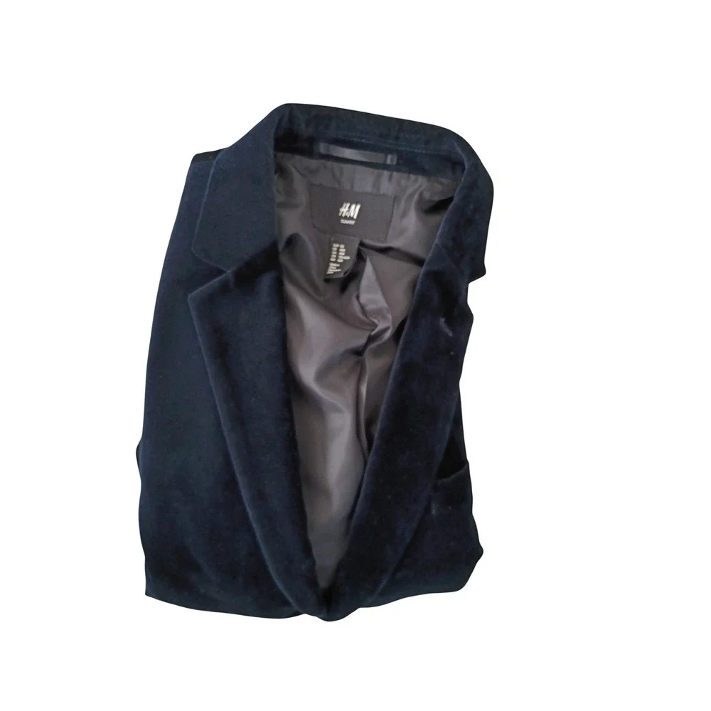 Mens Slim Fit Dark Navy Blue Velvet Blazer Jacket Size‎ 40R